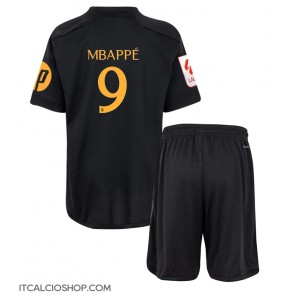 Real Madrid Kylian Mbappe #9 Terza Maglia Bambino 2023-24 Manica Corta (+ Pantaloni corti)